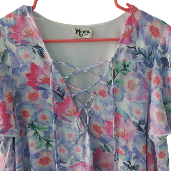 SHOW ME YOUR MUMU Kylie Purple Lightweight Floral Spring Easter Dress Large - Picture 4 of 12